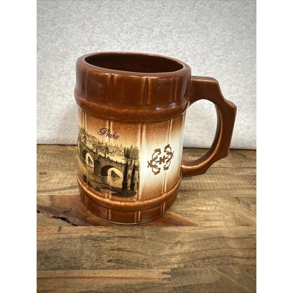 Vintage 1973 Czech Republic Praha (Prague) Ceramic Beer Stein Mug - Picture 1 of 7